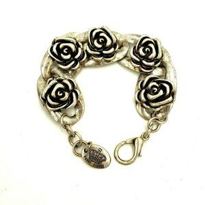 Tutti Frutti Silver Tone Rose Flower Link Bracelet - image 1